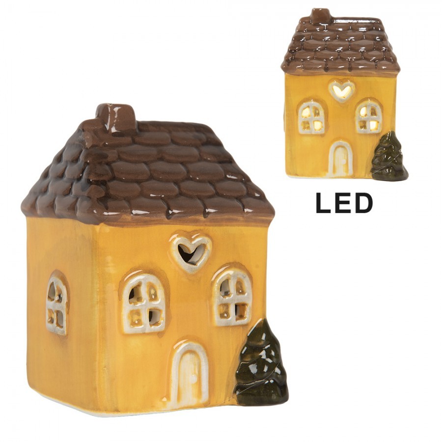 Žlutý keramický LED domek Lamont - 7*6*10 cm Clayre & Eef Žlutý keramický LED domek Lamont - 7*6*10 cm Clayre & Eef