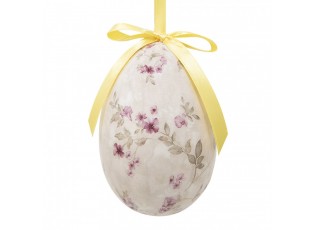 6ks dekorace závěsné vajíčko s květy Spring Egg - Ø 7*10 cm