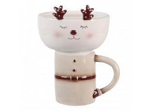 Keramický hrnek s mističkou jelen ChrisMs - 12*12*18 cm / 250 ml / 250 ml