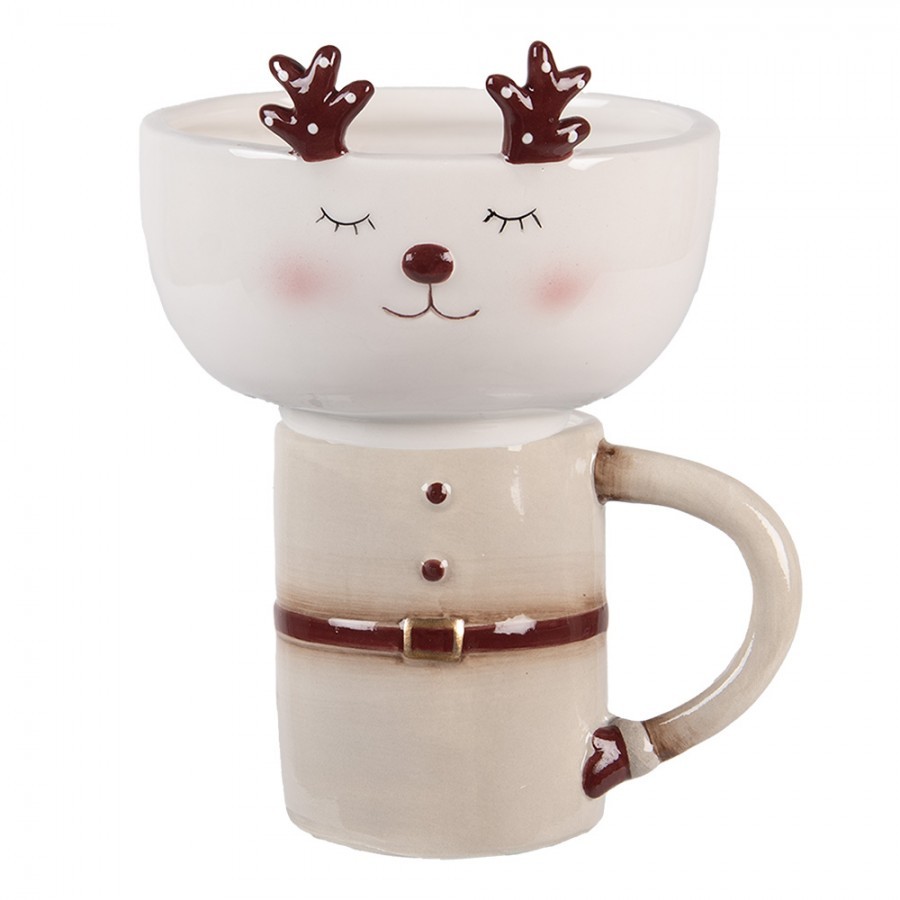Keramický hrnek s mističkou jelen Deer - 12*12*18 cm / 250 ml / 250 ml