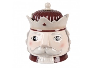 Béžová keramická dóza Louskáček Nutcracker ChrisMs - Ø 16*19 cm