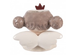 Keramický obal na květináč anděl se srdíčkem ChrisMs - 17*14*17 cm