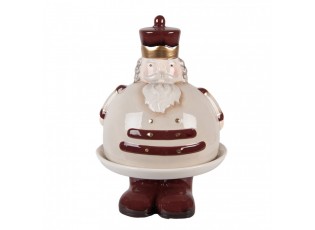 Béžový keramický podnos s poklopem Louskáček ChrisMs - Ø 17*25 cm