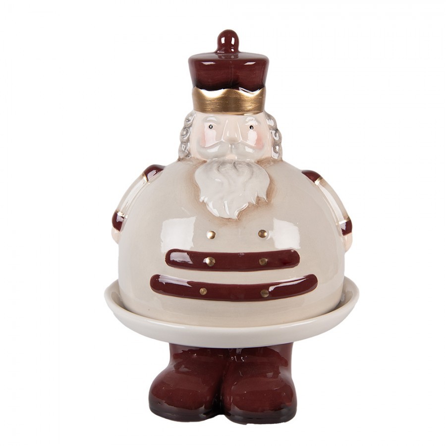 Béžový keramický podnos s poklopem Louskáček ChrisMs - Ø 17*25 cm Clayre & Eef Béžový keramický podnos s poklopem Louskáček ChrisMs - Ø 17*25 cm Clayre & Eef