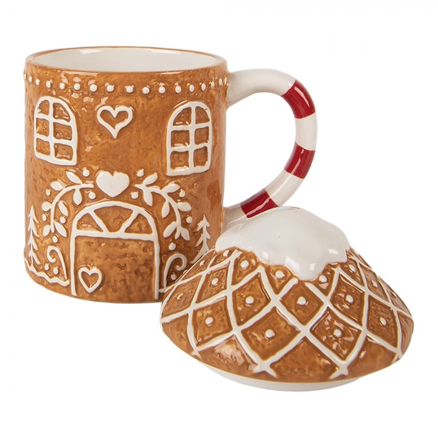 Hnědý keramický hrnek perníková chaloupka - 14*10*15 cm / 450 ml Clayre & Eef Hnědý keramický hrnek perníková chaloupka - 14*10*15 cm / 450 ml Clayre & Eef
