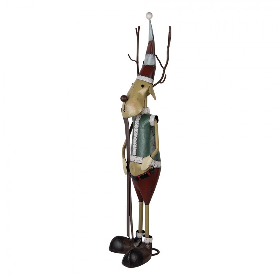 Béžová kovová dekorace jelen s lyžemi - 48*28*126 cm Clayre & Eef Béžová kovová dekorace jelen s lyžemi - 48*28*126 cm Clayre & Eef