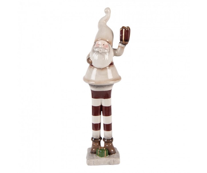 Béžová keramická dekorace Santa Claus ChrisMs - 9*8*30 cm Clayre & Eef