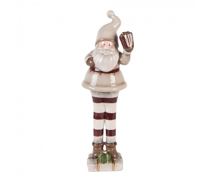 Béžová keramická dekorace Santa Claus ChrisMs - 8*7*23 cm Clayre & Eef