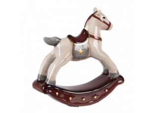Béžovo-hnědá keramická dekorace houpací koník ChrisMs - 10*3*10 cm