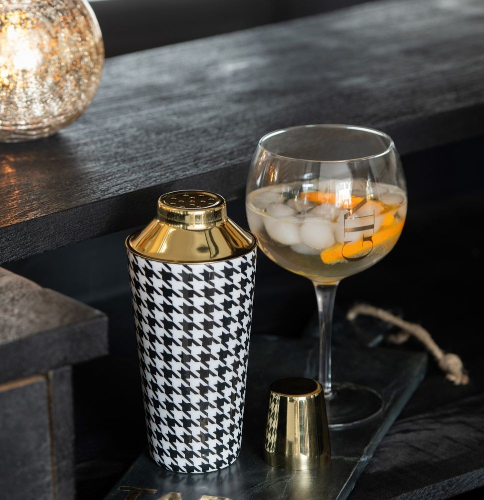 Sklenička se zlatým nápisem Gin Tonic - Ø12*22cm/880ml J-Line by Jolipa Sklenička se zlatým nápisem Gin Tonic - Ø12*22cm/880ml J-Line by Jolipa