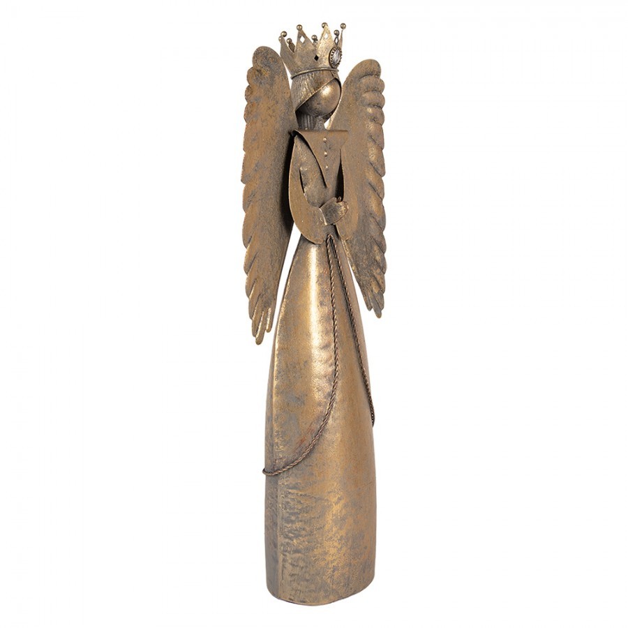 Zlatá antik kovová dekorace anděl Christmas Angel - 17*10*46 cm Clayre & Eef Zlatá antik kovová dekorace anděl Christmas Angel - 17*10*46 cm Clayre & Eef