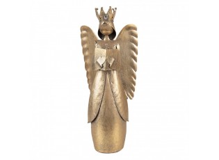 Zlatá antik kovová dekorace anděl Christmas Angel - 17*10*39 cm