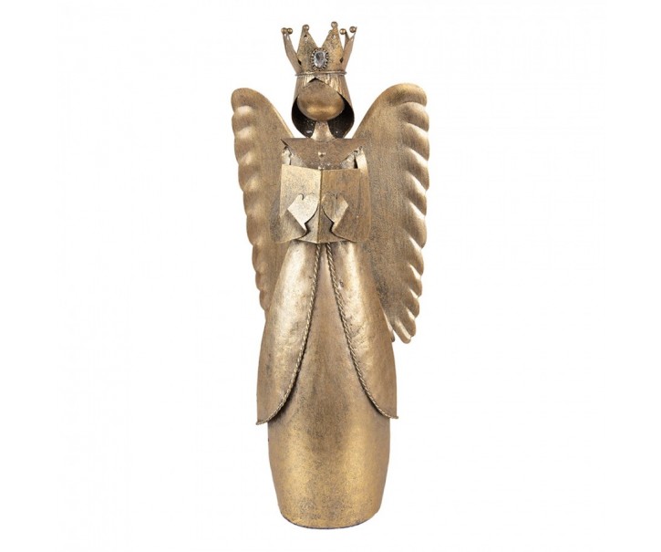 Zlatá antik kovová dekorace anděl Christmas Angel - 17*10*39 cm Clayre & Eef
