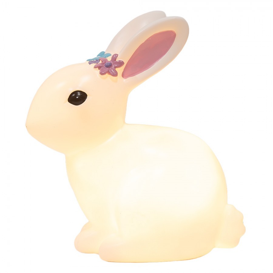 Dětská stolní LED lampička bílý králíček Rabbi - 21*13*22 cm Clayre & Eef Dětská stolní LED lampička bílý králíček Rabbi - 21*13*22 cm Clayre & Eef