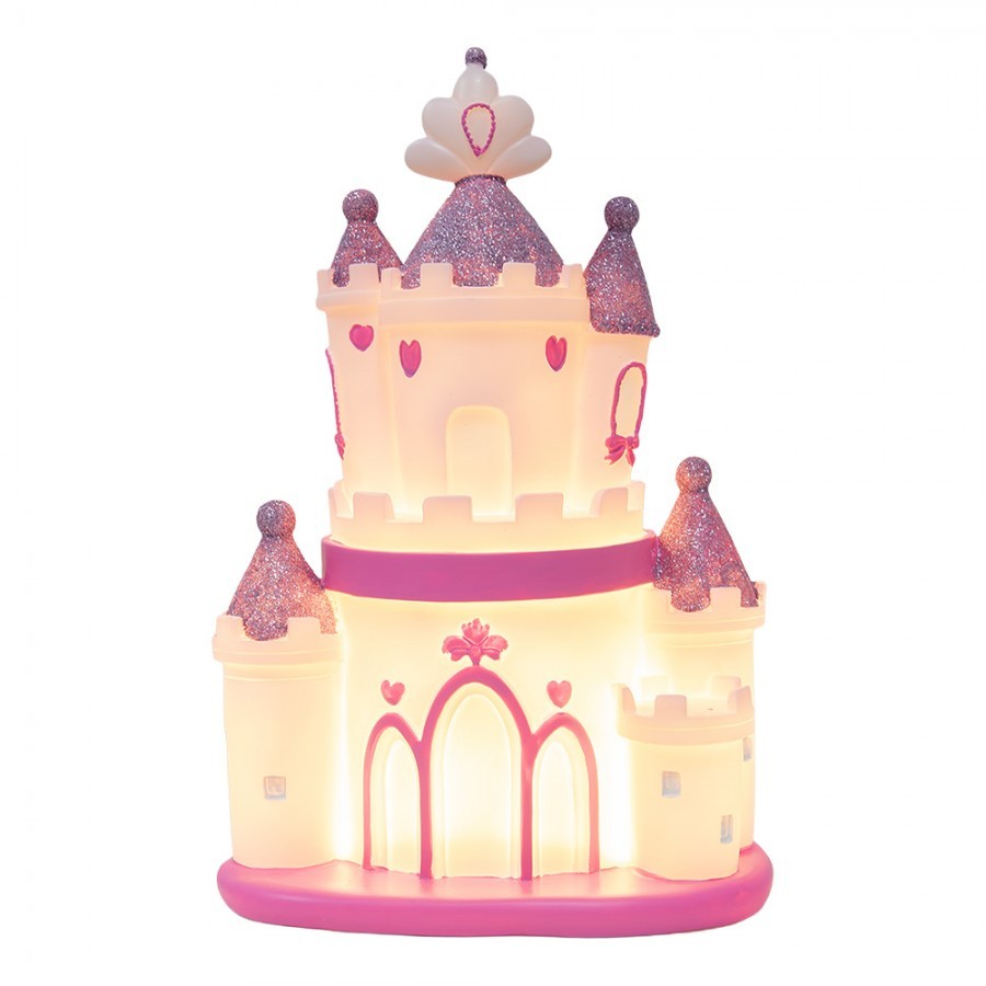Dětská stolní LED lampička růžový zámek Castle - 23*16*35 cm Clayre & Eef Dětská stolní LED lampička růžový zámek Castle - 23*16*35 cm Clayre & Eef