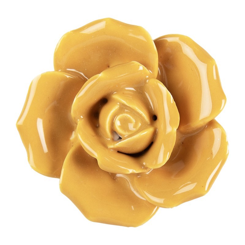 Nábytková úchytka Žlutá růže – Ø 4 cm Clayre & Eef Nábytková úchytka Žlutá růže – Ø 4 cm Clayre & Eef
