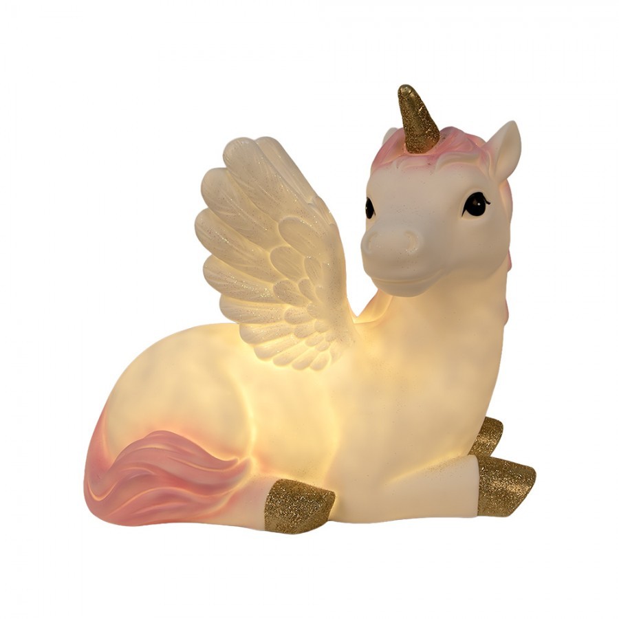 Dětská stolní LED lampička bílý jednorožec Unicorn - 41*25*40 cm Clayre & Eef Dětská stolní LED lampička bílý jednorožec Unicorn - 41*25*40 cm Clayre & Eef