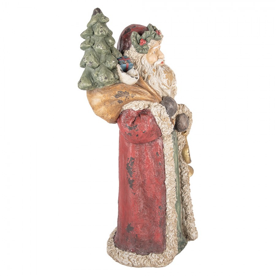 Červená vánoční dekorace Santa se stromečkem - 35*28*83 cm Clayre & Eef Červená vánoční dekorace Santa se stromečkem - 35*28*83 cm Clayre & Eef