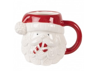 Bílo-červený keramický hrnek Santa Claus - 15*11*11 cm / 500 ml