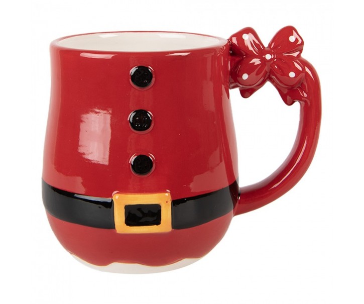 Červený keramický hrnek Santa Claus - 13*9*11 cm / 400 ml Clayre & Eef