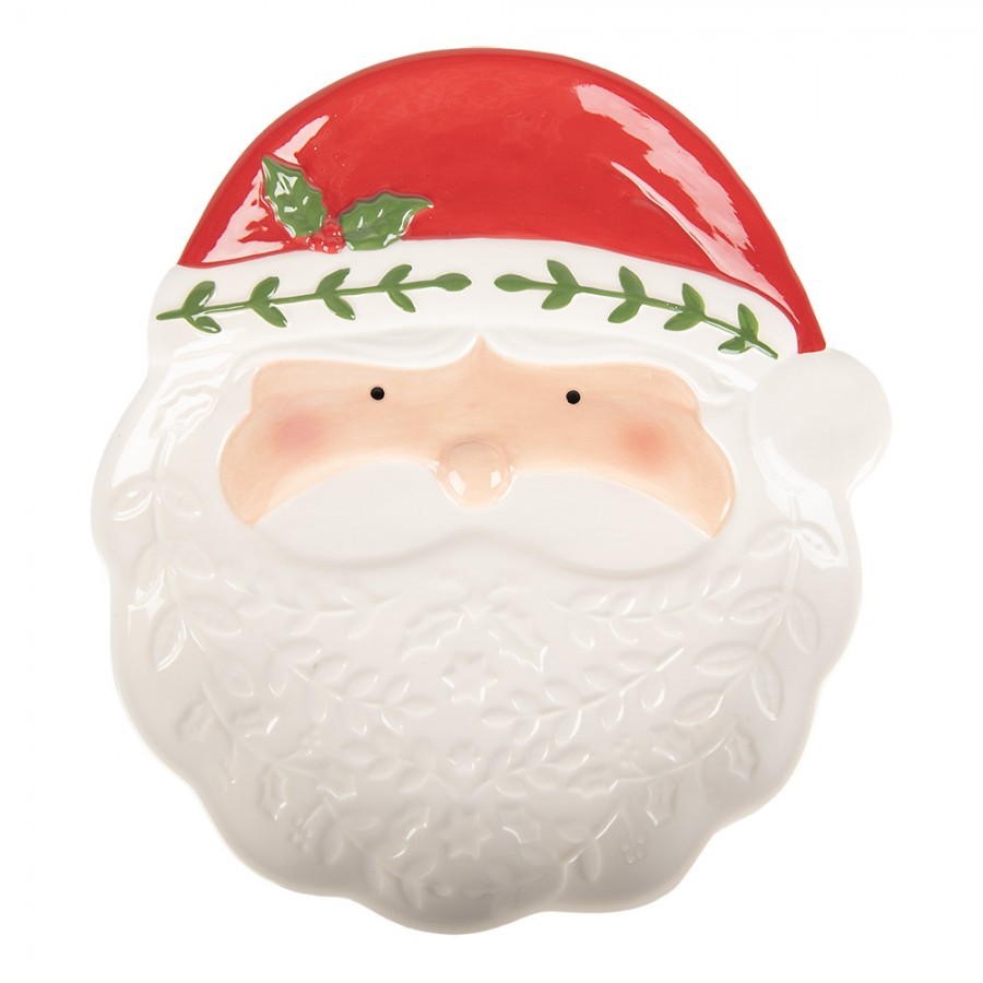 Keramický talířek s miskou ve tvaru vousů hlava Santa Claus - 29*26*5 cm Clayre & Eef Keramický talířek s miskou ve tvaru vousů hlava Santa Claus - 29*26*5 cm Clayre & Eef