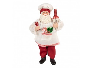 Vánoční dekorace Santa v zástěře s vínem - 15*10*27 cm