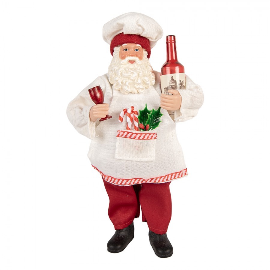 Vánoční dekorace Santa kuchař s vínem - 15*10*27 cm