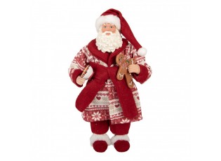 Vánoční dekorace Santa v županu s perníčkem - 15*11*28 cm