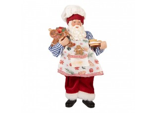 Vánoční dekorace Santa v zástěře s perníčkem - 15*10*26 cm