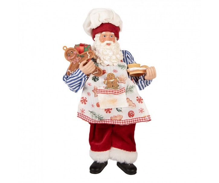 Vánoční dekorace Santa kuchař s perníčkem - 15*10*26 cm Clayre & Eef
