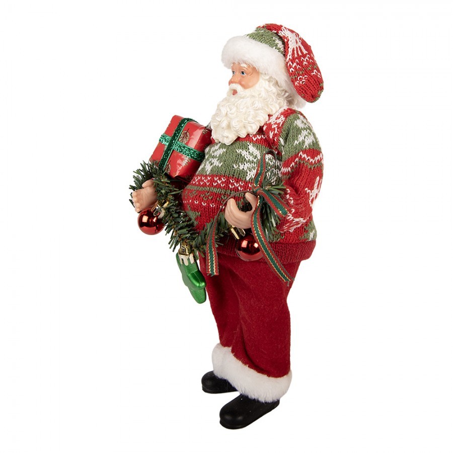 Vánoční dekorace Santa ve svetru s girlandou - 16*11*27 cm Clayre & Eef Vánoční dekorace Santa ve svetru s girlandou - 16*11*27 cm Clayre & Eef