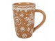 Hnědý vysoký hrneček Snowflakes - 14*10*15 cm / 575 ml Clayre & Eef