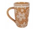 Hnědý vysoký hrneček Snowflakes - 14*10*15 cm / 575 ml Clayre & Eef