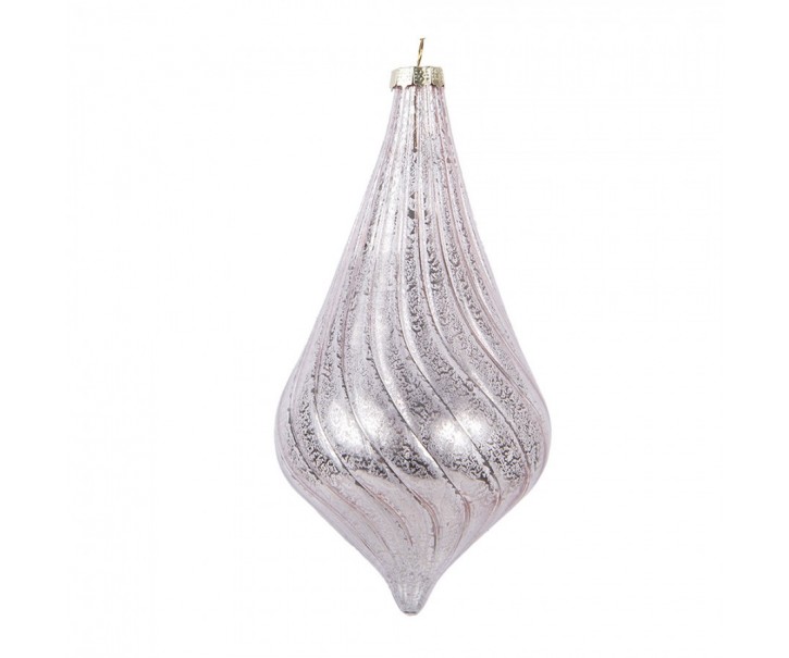 Růžová skleněná vánoční ozdoba baňka - Ø 8*17 cm Clayre & Eef