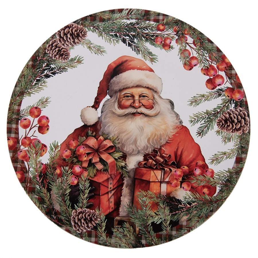 Kulatý plastový vánoční podnos Santa - Ø 40*1 cm