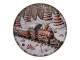 Červený podnos na dort s perníkovým vláčkem Gingerbread - Ø 29*10 cm Clayre & Eef