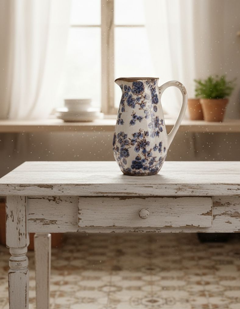 Dekorativní keramický džbán s modrými květy Blusia S - 17*13*22 cm Clayre & Eef Dekorativní keramický džbán s modrými květy Blusia S - 17*13*22 cm Clayre & Eef