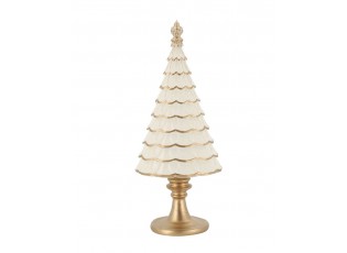Krémovo-zlatý antik dekorační vánoční stromek Noël - Ø 10*7*23 cm