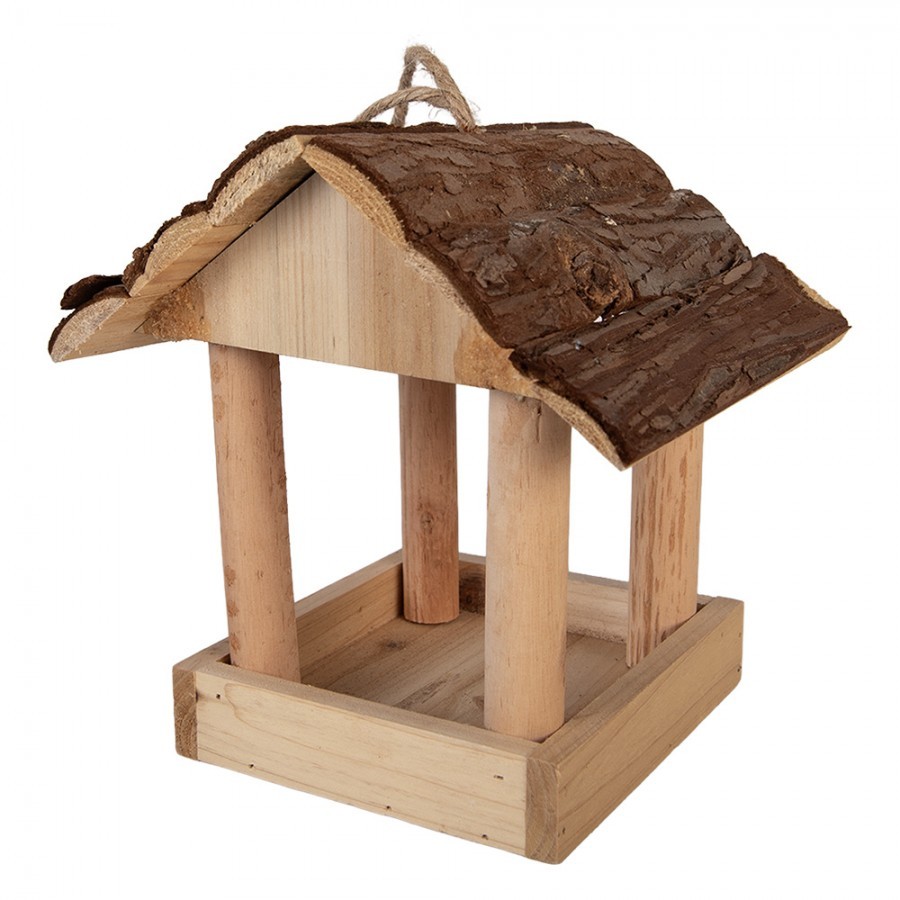 Přírodní dřevěné závěsné krmítko pro ptáčky - 19*18*19 cm Clayre & Eef Přírodní dřevěné závěsné krmítko pro ptáčky - 19*18*19 cm Clayre & Eef