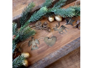 Mosazná antik závěsná girlanda s 8 figurkami - 6*105 cm