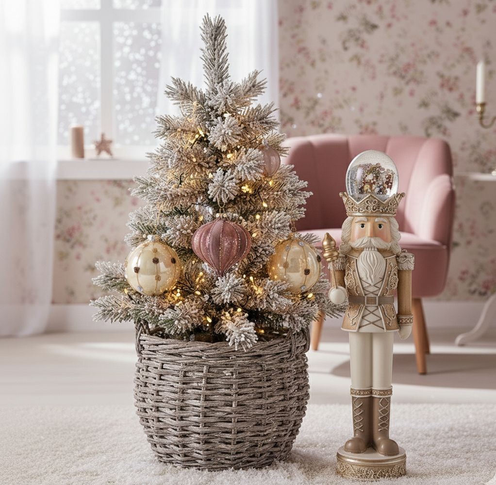 Béžová dekorace Louskáček Nutcracker s LED světýlky - 14*14*49 cm / 3*AA Clayre & Eef Béžová dekorace Louskáček Nutcracker s LED světýlky - 14*14*49 cm / 3*AA Clayre & Eef