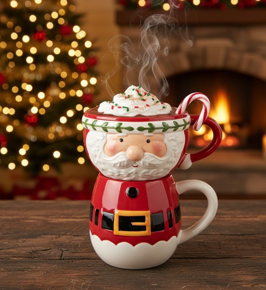 Červený keramický hrnek Santa Claus - 15*12*17 cm / 400 ml / 500 ml Colmore by Diga Červený keramický hrnek Santa Claus - 15*12*17 cm / 400 ml / 500 ml Colmore by Diga