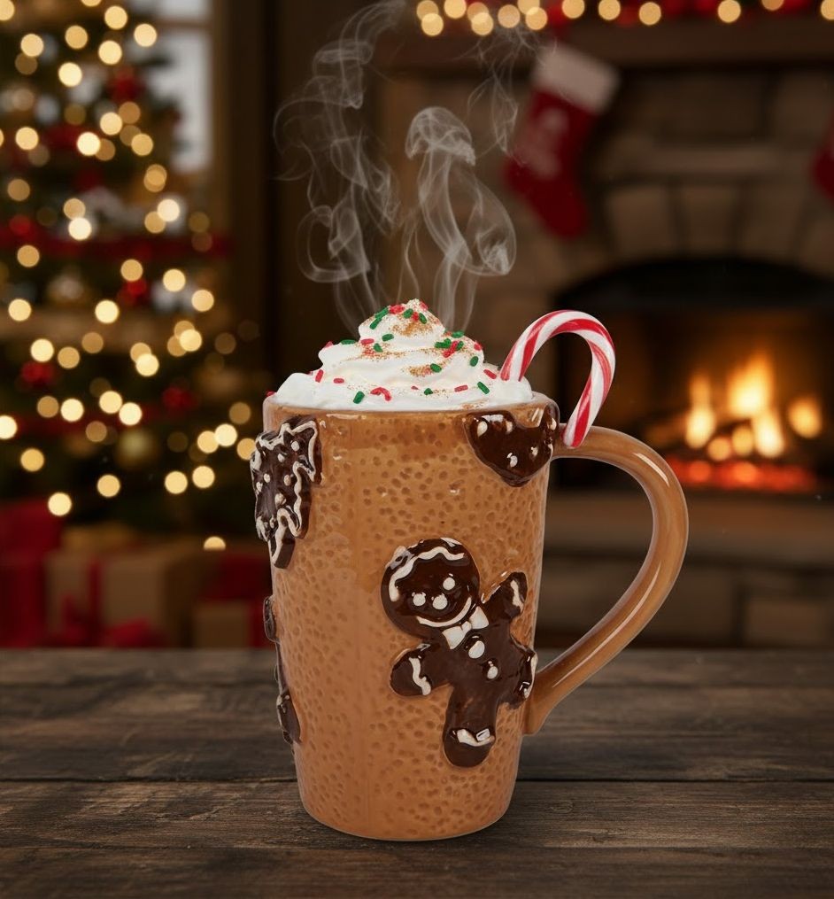 Hnědý vysoký hrneček perníček Gingerbread - 14*10*15 cm / 575 ml Clayre & Eef Hnědý vysoký hrneček perníček Gingerbread - 14*10*15 cm / 575 ml Clayre & Eef