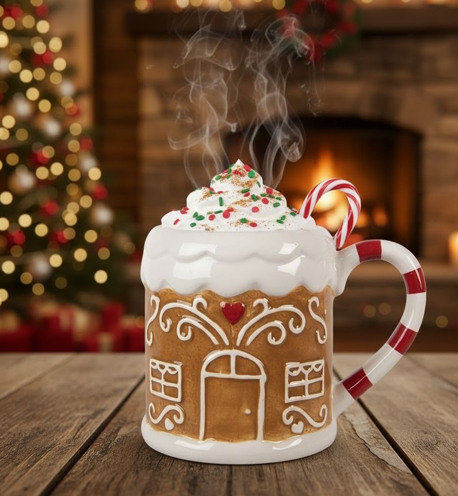 Hnědý hrnek perníková chaloupka Gingerbread - 14*10*10 cm / 350 ml Clayre & Eef Hnědý hrnek perníková chaloupka Gingerbread - 14*10*10 cm / 350 ml Clayre & Eef