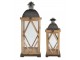 Set 2ks přírodní antik dřevěná lucerna Frencia - 24*24*67/ 17*17*46 cm Chic Antique