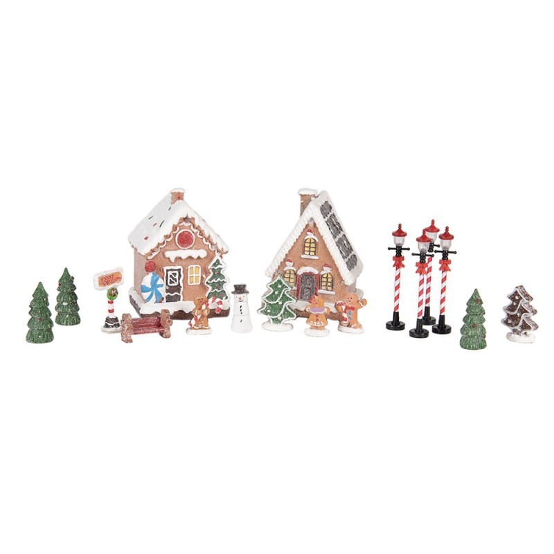 Set 17ks perníková LED chaloupka Gingerbread - 9*8*13 cm / 2xAAA