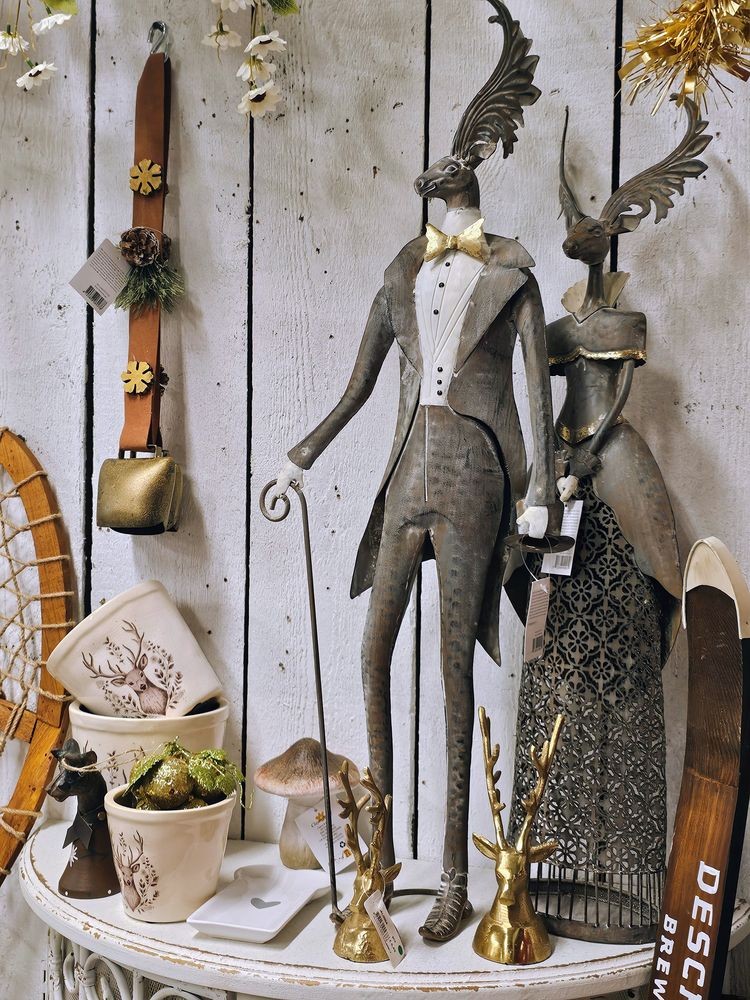 Šedá antik kovová dekorace jelen Deer - 27*15*84 cm Clayre & Eef Šedá antik kovová dekorace jelen Deer - 27*15*84 cm Clayre & Eef
