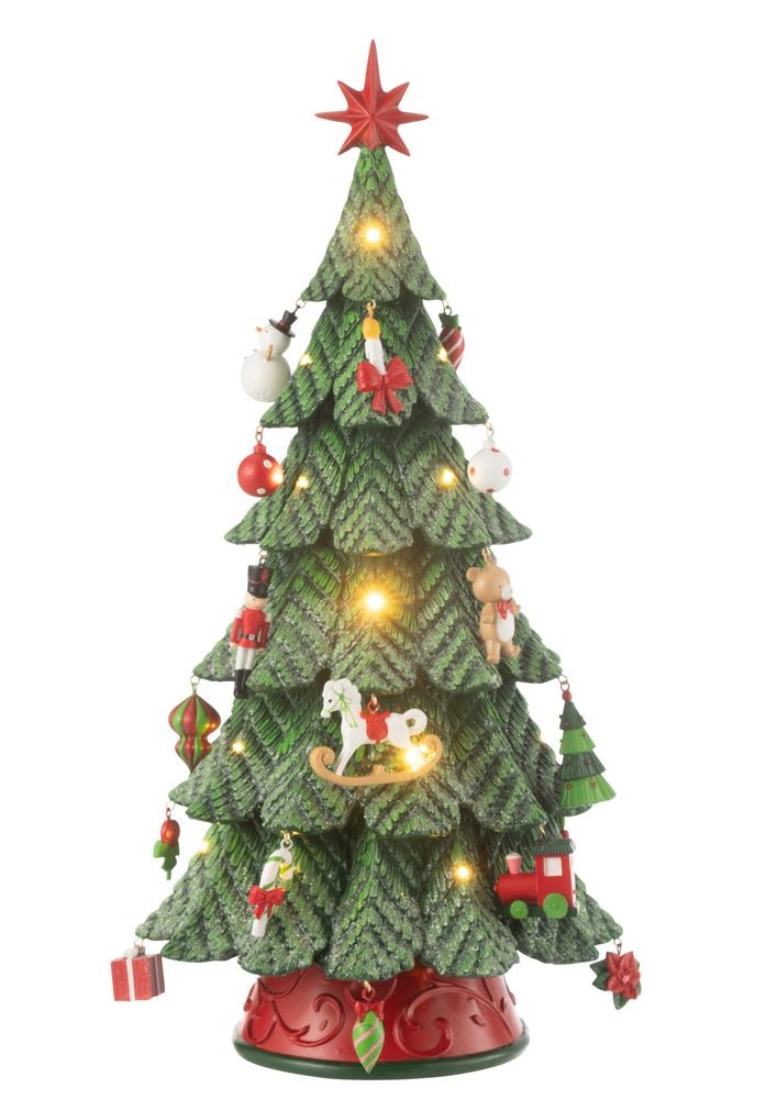 Červeno-zelený strom s ozdobami a Led světýlky L - Ø 25*52 cm