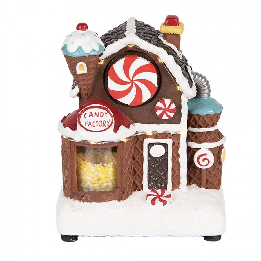 Hrací vánoční dekorace s LED světýlky Candy Factory - 15*11*19cm / 3xAA Clayre & Eef Hrací vánoční dekorace s LED světýlky Candy Factory - 15*11*19cm / 3xAA Clayre & Eef