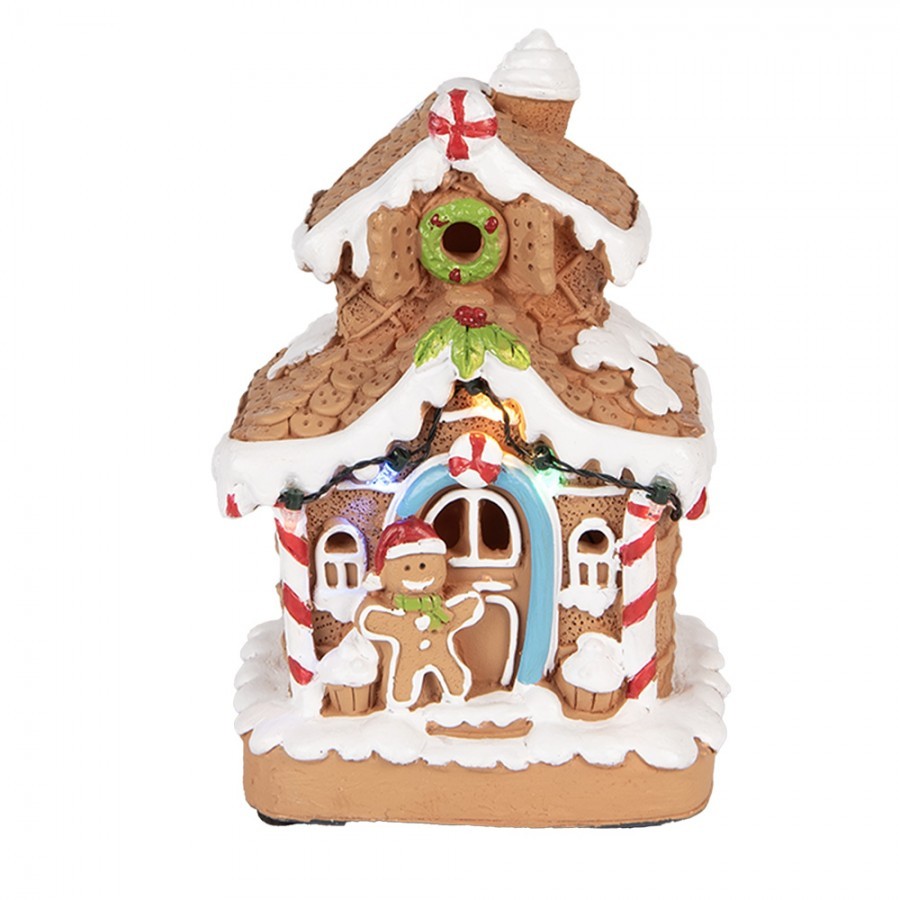 Perníkový LED domek s perníčkem Gingerbread Cotti - 11*10*17 cm/ 2xAA Clayre & Eef Perníkový LED domek s perníčkem Gingerbread Cotti - 11*10*17 cm/ 2xAA Clayre & Eef